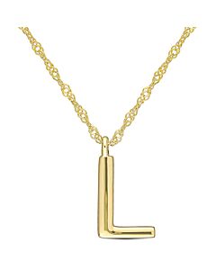 Amour Intial "L" Pendant with Chain in 14k Yellow Gold
