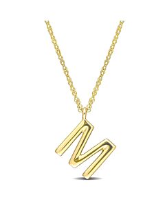 Amour Intial "M" Pendant with Chain in 14k Yellow Gold