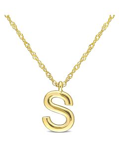 Amour Intial "S" Pendant with Chain in 14k Yellow Gold