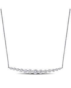 AMOUR 2-1/2 CT DEW Created Moissanite Bar Necklace In 10K White Gold