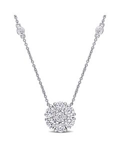 AMOUR 1 1/3 CT DEW Created Moissanite Station Necklace In 10K White Gold