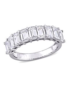 Amour Ladies 10k White Gold 2.7 Ct Emerald Cut White Moissanite Anniversary Ring