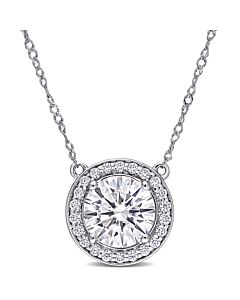 AMOUR 2 1/5 CT DEW Created Moissanite Circle Necklace In 14K White Gold