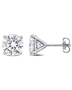 AMOUR 4 CT DEW Created Moissanite Solitaire Stud Earrings In 14K White Gold