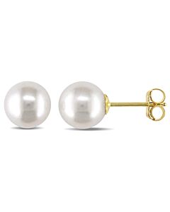 AMOUR Cultured Freshwater Pearl Stud Earrings In 14K Yellow Gold