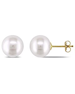AMOUR 8 - 8.5 Mm Cultured Freshwater Pearl Stud Earrings In 14K Yellow Gold