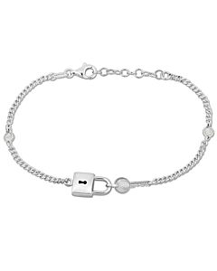 Amour Lock and Key Curblink Chain Bracelet in Sterling Silver