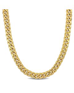 Amour Men's 9.25mm Miami Cuban Link Chain Necklace in 10k Yellow Gold- 22 in
