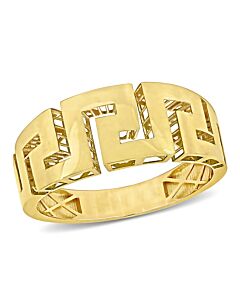 Amour Men's Greek Key Design Ring in 14k Yellow Gold