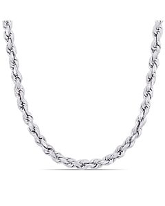 Amour Men's Silver 5mm Rope Chain Necklace W/ Lobster Clasp 18"