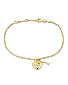 Amour Mom Heart & Key Charm Bracelet in 18k Yellow Plated Sterling Silver - 7in.