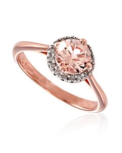 Amour Morganite and Diamond Pink Plated Silver Ring