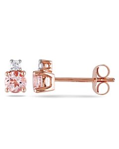 AMOUR Morganite and Diamond Accent Stud Earrings In 10K Rose Gold