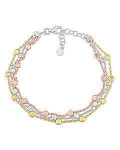 AMOUR Multi-Strand Bracelet In 3-Tone Plated Sterling Silver, 7.5 In