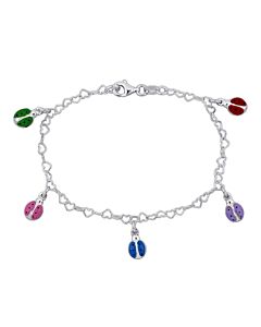 Amour Multicolor Ladybug Enamel Bracelet in Sterling Silver