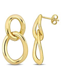 AMOUR Open Oval Double Link Earrings In 10K Yellow Gold