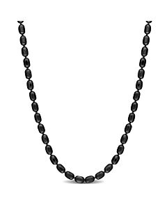 AMOUR Oval Ball Chain Necklace In Black Plated Sterling Silver, 16 In