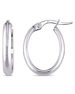 AMOUR Oval-shaped Hoop Earrings In 10K White Gold
