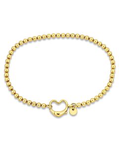 Amour Paper Clip Link Bracelet in Yellow Plated Sterling Silver with Heart Clasp