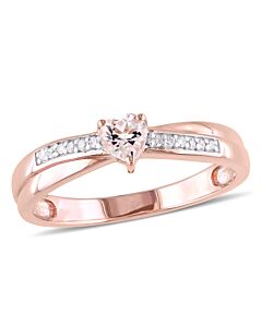 Amour Pink Silver 0.05 CT Diamond TW And 1/4 CT TGW Morganite Fashion Ring