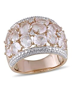 Amour Pink Silver 0.07 CT Diamond TW And 6 CT TGW Rose Quartz Fashion Ring
