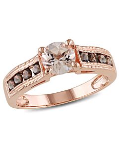 Amour Pink Silver 1 1/4 CT TGW Smokey Quartz Morganite Fashion Ring