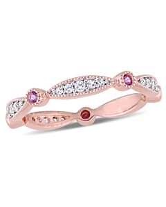 Amour Pink Silver 3/8 CT TGW Created White Sapphire Created Pink Sapphire Eternity Ring