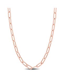 AMOUR 3.5mm Paperclip Chain Necklace In Rose Plated Sterling Silver, 16 In
