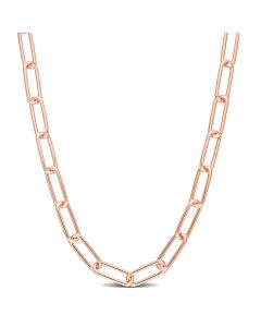 AMOUR 5mm Paperclip Chain Necklace In Rose Plated Sterling Silver, 16 In