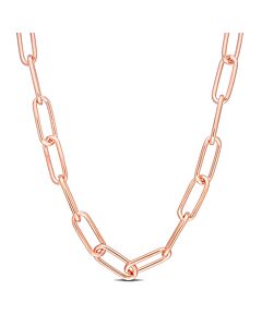AMOUR 6mm Paperclip Chain Necklace In Rose Plated Sterling Silver, 18 In