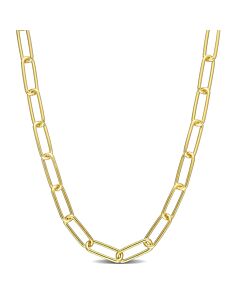 AMOUR 5mm Paperclip Chain Necklace In Yellow Plated Sterling Silver, 32 In