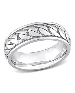 Amour Ribbed Design Men's Ring in Sterling Silver