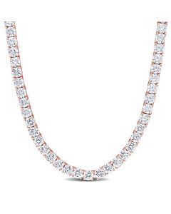 AMOUR 46 1/3 CT TGW Cubic Zirconia Tennis Necklace In Rose Plated Sterling Silver