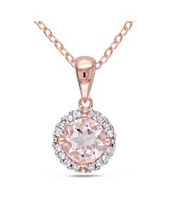 Amour Rose Gold-Plated Sterling Silver Morganite 1/10 CT. Diamond Pendant JMS003232