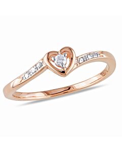 Amour Rose Plated Silver 0.03 CT Diamond TDW Heart Ring