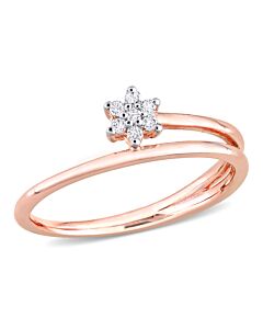 Amour Rose Plated Sterling Silver Diamond Accent Floral Promise Ring