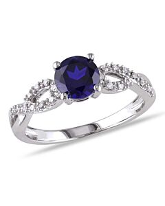 Amour Sapphire and Diamond 10K White Gold Ring