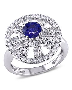 Amour Sapphire Ring with 1 1/3 CT TW Diamonds in 18k White Gold