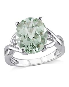 Amour Silver 0.01 CT Diamond TW And 4 1/3 CT TGW Green Quartz- Fashion Ring