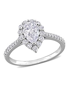 Amour Silver 1 3/8 CT DEW Created White Moissanite Halo Ring