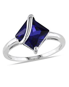 Amour Silver 2 4/5 CT TGW Created Blue Sapphire Fashion Ring