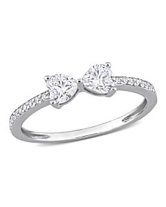 Amour Silver 3/5 CT TGW Created White Moissanite Fashion Ring