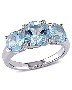 Amour Silver 4 3/8 CT TGW Blue Topaz - Sky 3 Stone Ring
