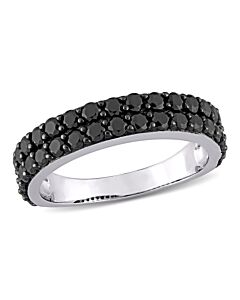 Amour Silver Black Rhodium Plated 1 1/5 CT TGW Black Spinel Fashion Ring