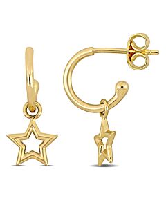 Amour Star Charm Hoop Earrings in 14k Yellow Gold