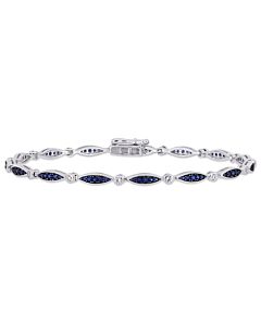 Amour Sterling Silver 1 1/3 CT TGW Created Blue and White Sapphire Infinity Link Bracelet