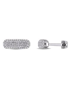 AMOUR 1 1/3 CT TGW White Sapphire Oval Cufflinks In Sterling Silver