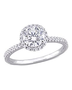 Amour Sterling Silver 1 1/4 CT TGW Created White Moissanite Halo Ring
