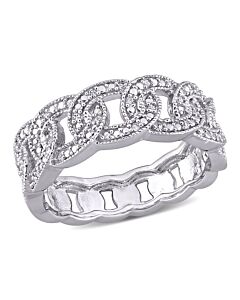 Amour Sterling Silver 1/10 CT TDW Diamond Link Ring