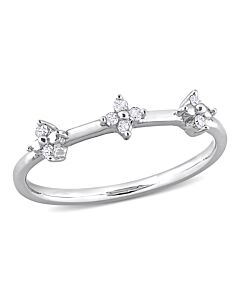 Amour Sterling Silver 1/10 CT TW Diamond Floral Promise Ring